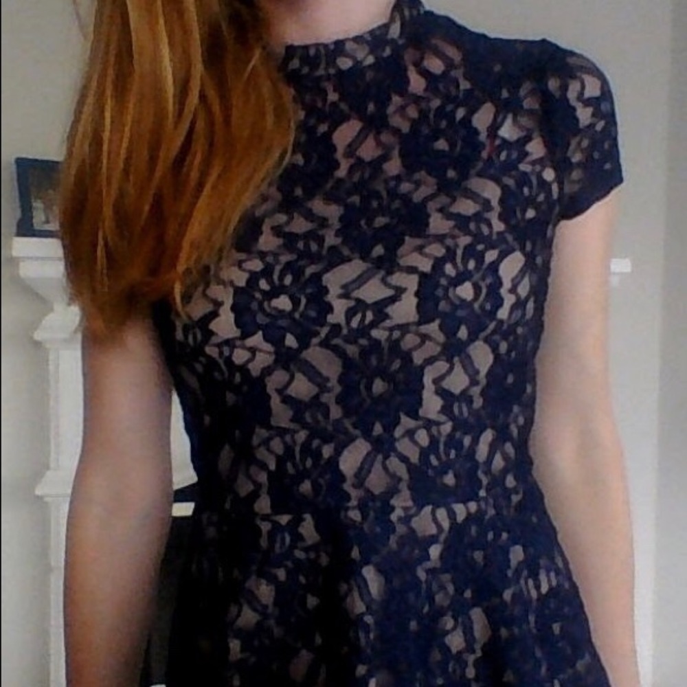 Blue Floral Lace Top